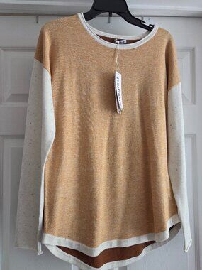 Smartwool Shadow Pine Colorblock Sweater in Honey Gold/Natural Donegal Marl. Med